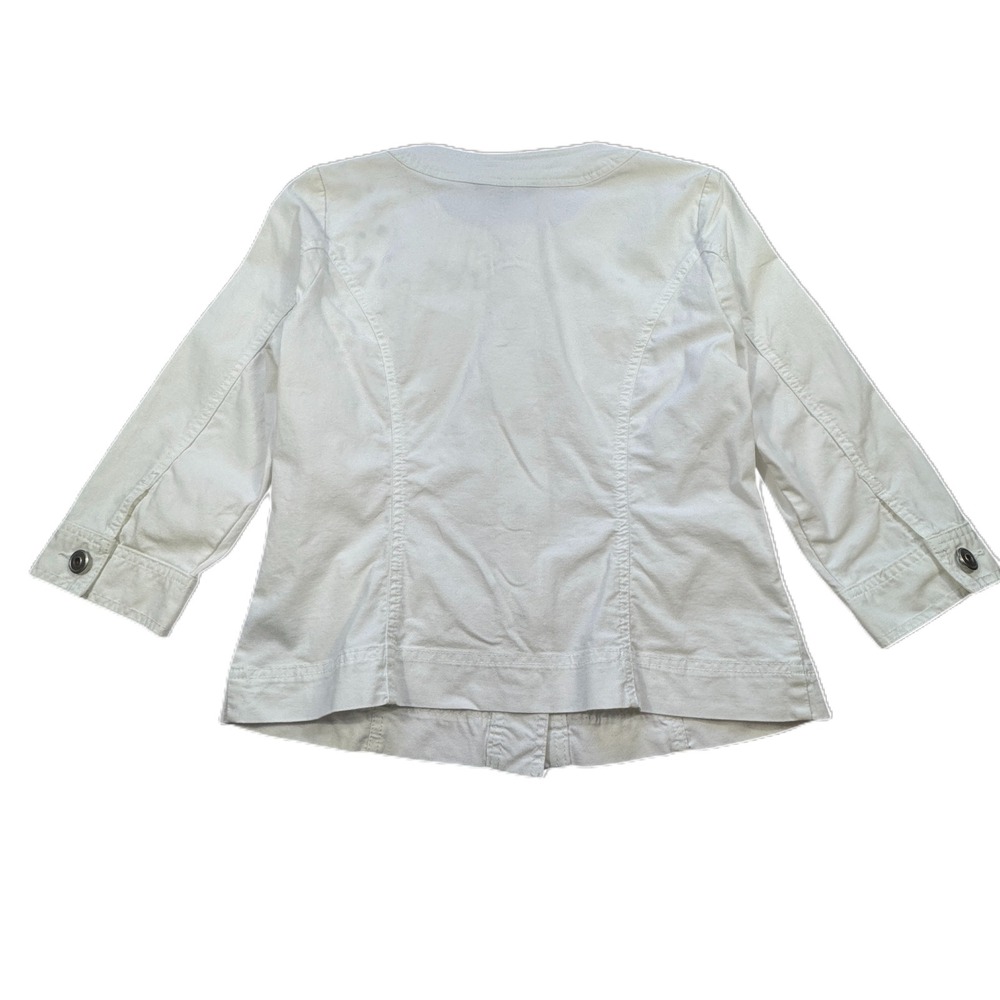 Baccini White Grommet Jacket‎ Womens Petite Medium PM Cotton Stretch Lightweight - Picture 13 of 13